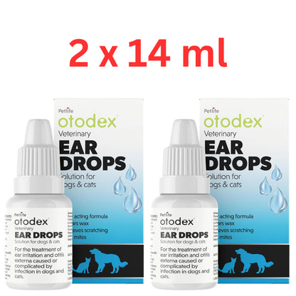 Petlife Otodex Cats Dog Ear Infection Drops Fast Acting 14Ml Clears Wax Mites Uk