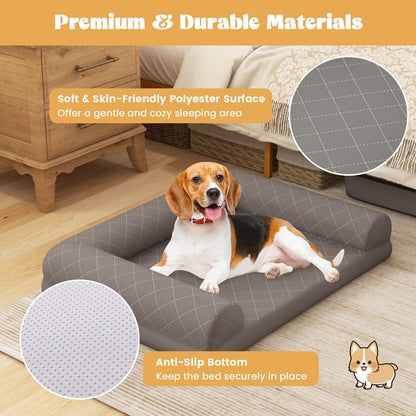 Orthopedic Dog Bed Medium Small Dogs Egg-Foam Dog Crate Bed W/ 3-Side Bolster